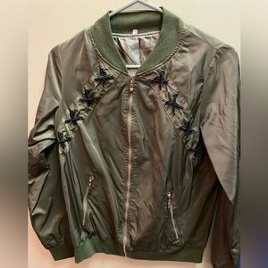 Green edgy bomber jacket with detail